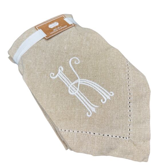 Linen K Napkins by Mud Pie set of 4 "K" Monogram NIB - Picture 1 of 6